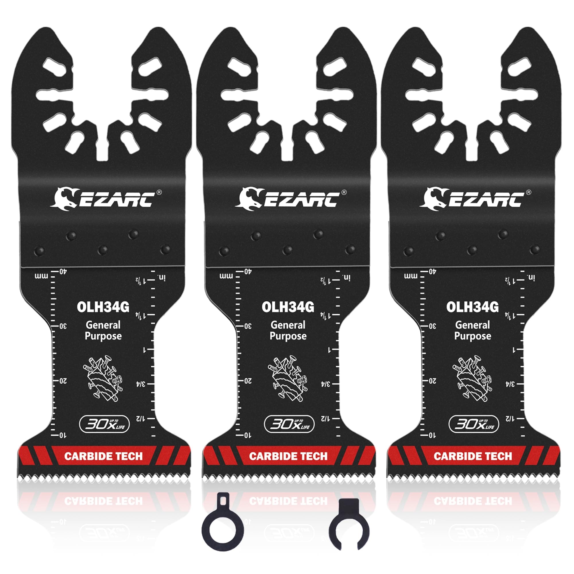 EZARC Carbide Oscillating Saw Accessories, General Purpose Multi Tool Accessories Quick Release for Metal, Nails, Wood, Plaster, Drywall and PVC, 3-Pack