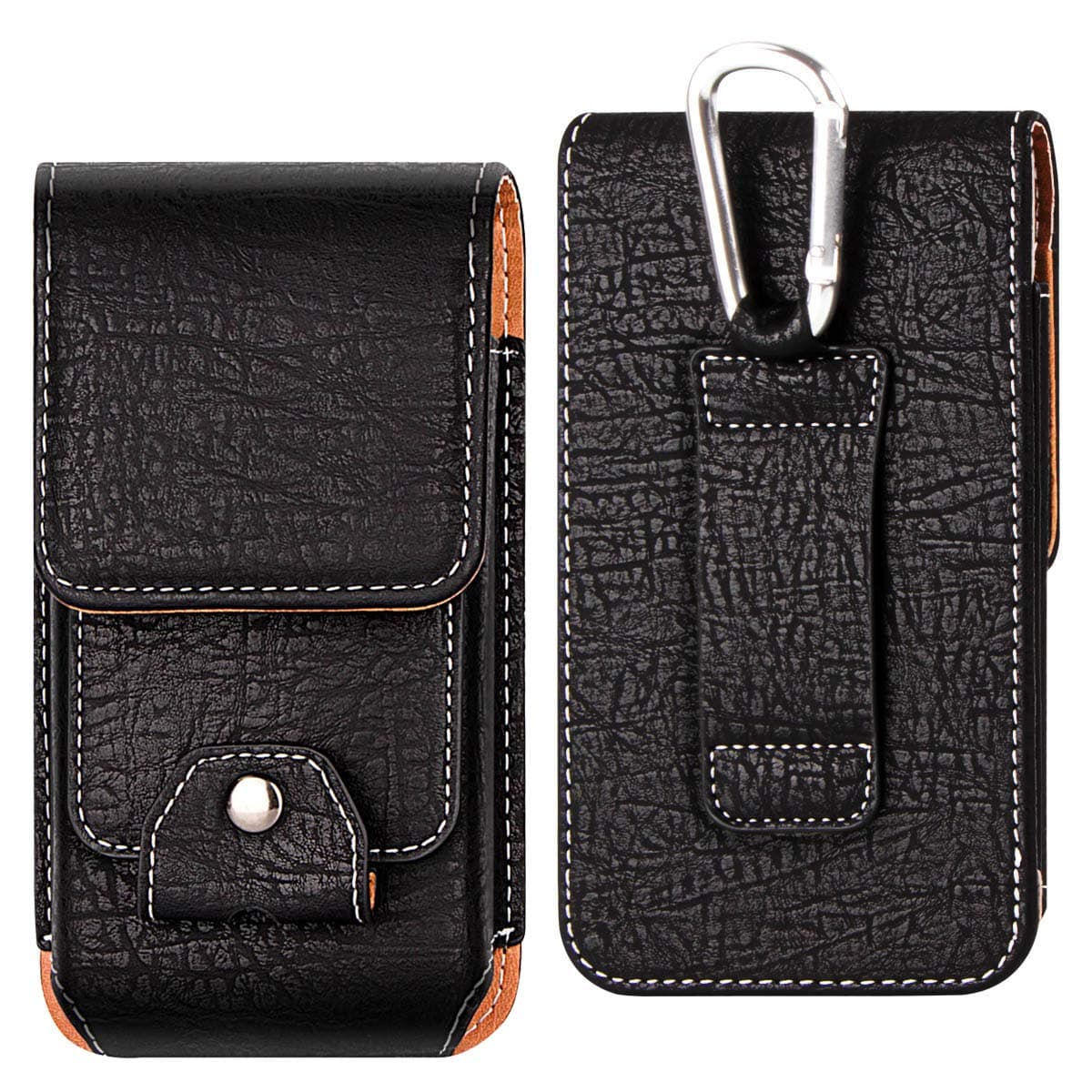 Shidan Vertical PU Leather Phone Holster with Belt Loop & Clip Carrying Case Waist Bag for iPhone 11 Pro/XS/X/8/7, Galaxy S10e S7 S6 S5 (Fits Cellphone with Case on)