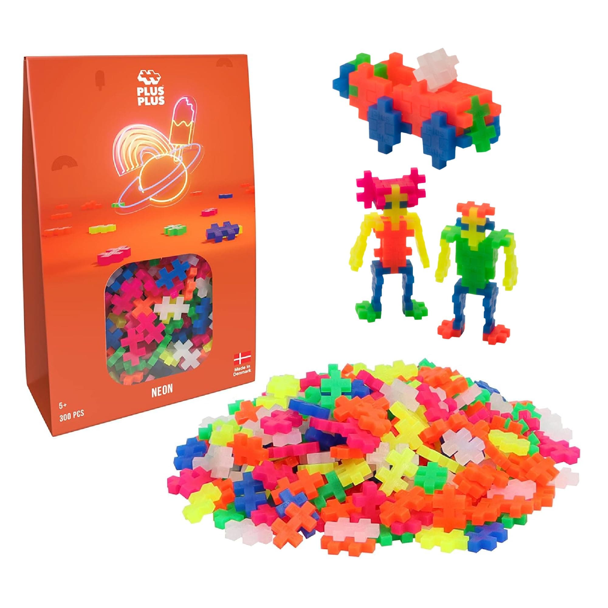 PLUS PLUS – Neon Mix - 300 Piece, Construction Building Stem/Steam Toy, Mini Puzzle Blocks for Kids