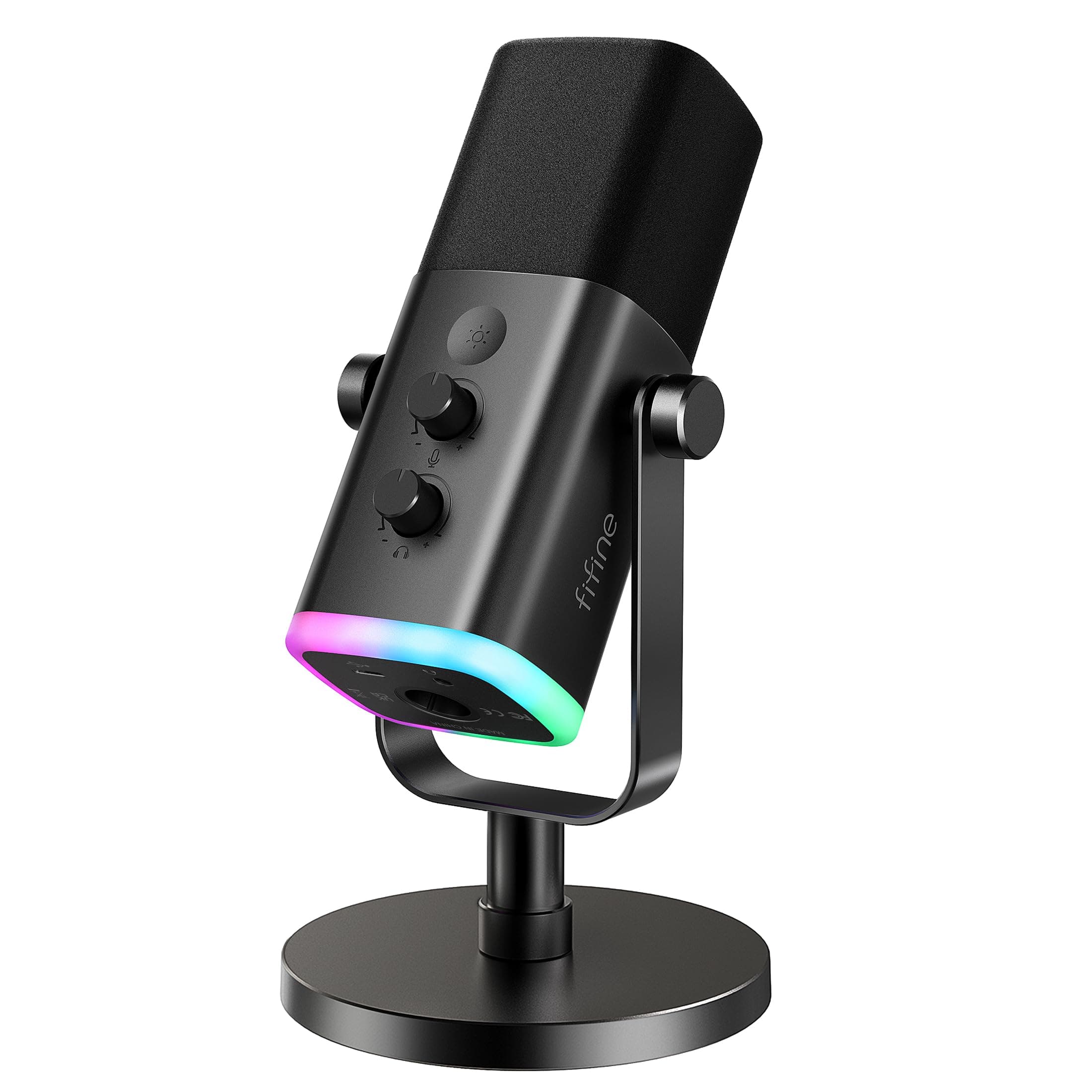 - USB/XLR Dynamic Microphone for Podcast Recording, PC Computer Gaming Streaming Mic with RGB Light, Mute Button, Headphones Jack, Desktop Stand, Vocal Mic for Singing YouTube-AmpliGame AM8
