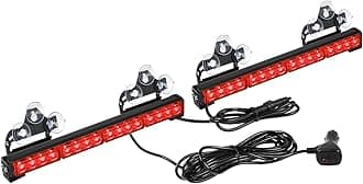 ASPL 2x16.8 inch Emergency Flashing LED Traffic Advisor Strobe Light Bar 32LED 26 Flash Patterns Interior Safety Warning Lights (Red)
