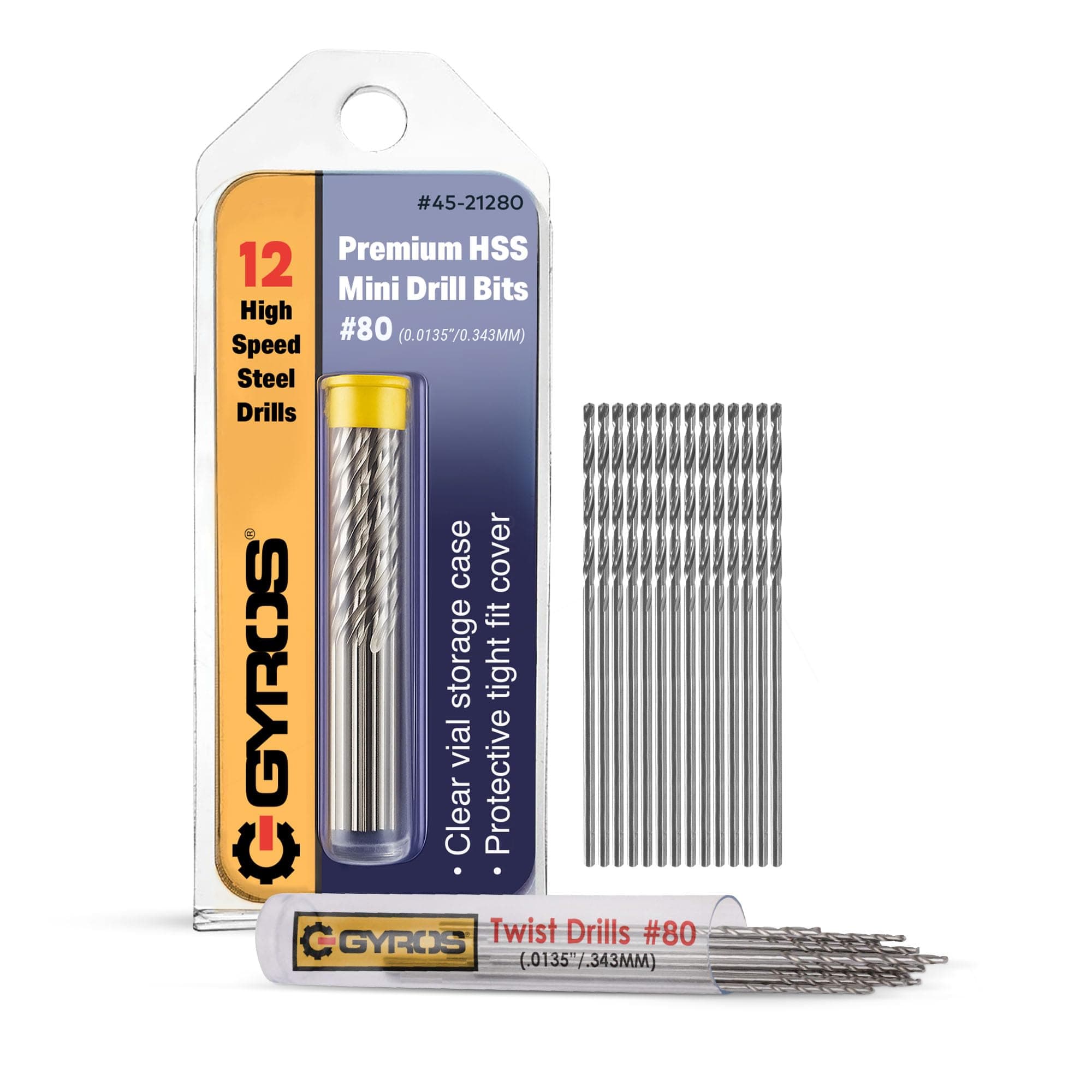 12 PCS #80 Micro Drill Bit Set – Small Drill Bits for Jewelry, Plastic, Resin, & Soft Metal – High-Speed Steel Wire Gauge Mini Twist Drill Bit Set for Pin Vise Hand Drill & Rotary Tool