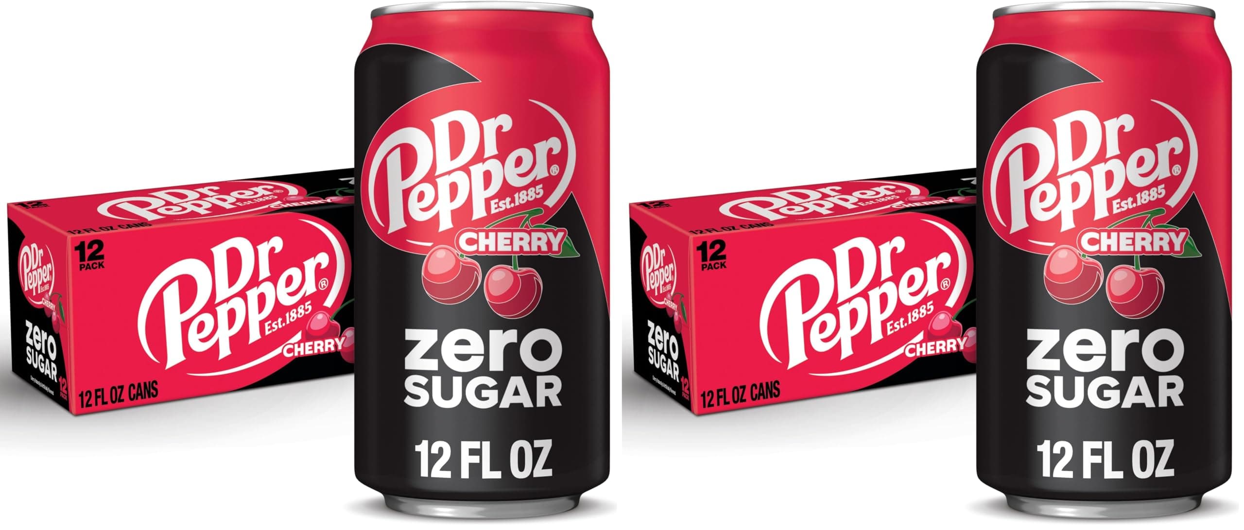 Dr Pepper Cherry Zero Sugar Soda, 12 fl. oz. Cans, 12 Pack (Pack of 2)