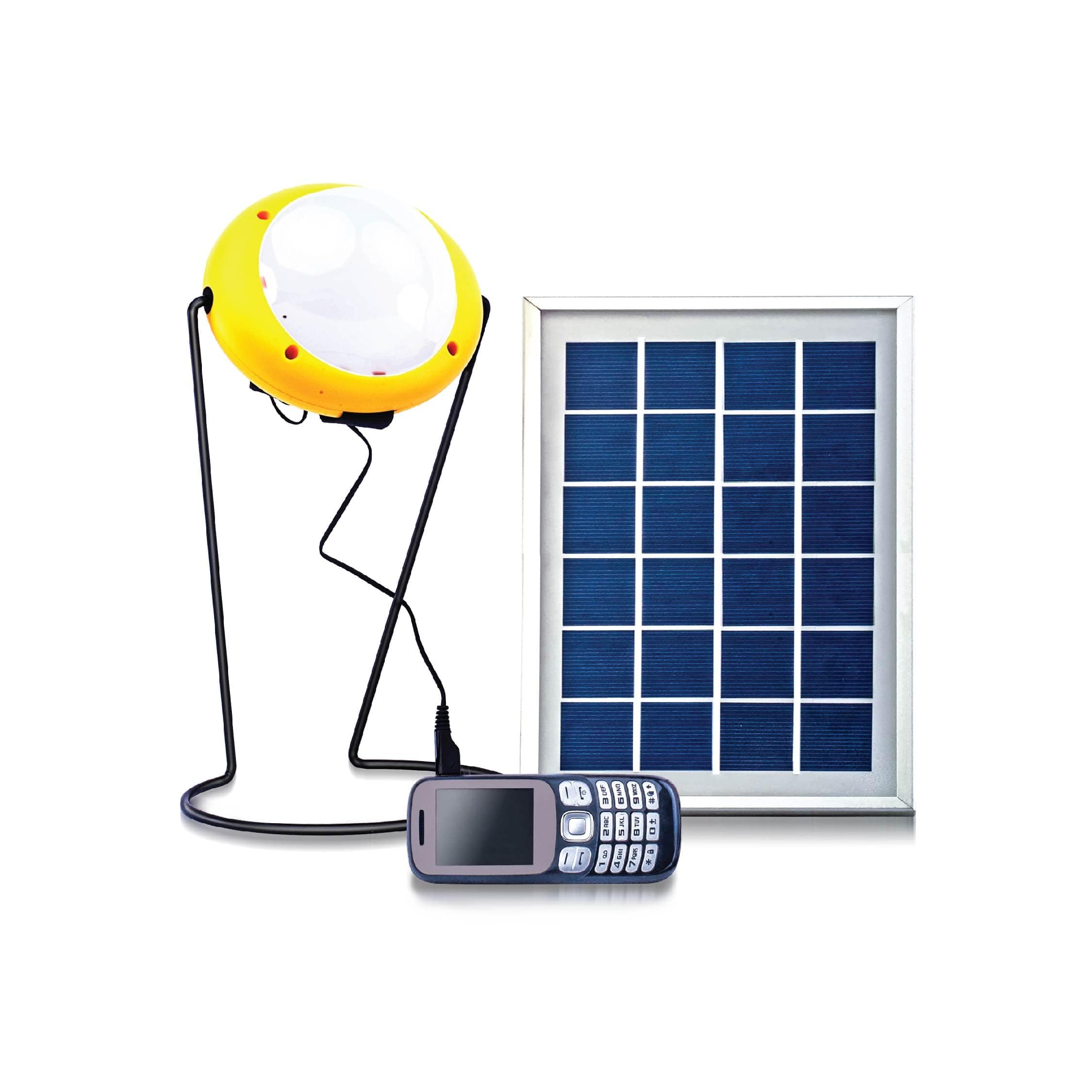 Sun King Pro 400- Super Bright Emergency Indoor Solar Light with USB Mobile Charging 400 lumens of Brightness, 5.5 Watt with Solar Panel, Yellow