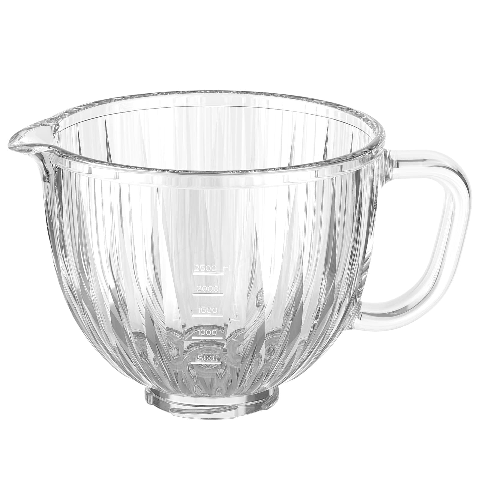 Gvode Glass Bowl for Kitchenaid Mixer, 4.5-5 Quart Tilt-Head for Kitchenaid Glass Mixer Bowl for Stand Mixer With Pour Spout and Measurement Markings, Dishwasher Safe