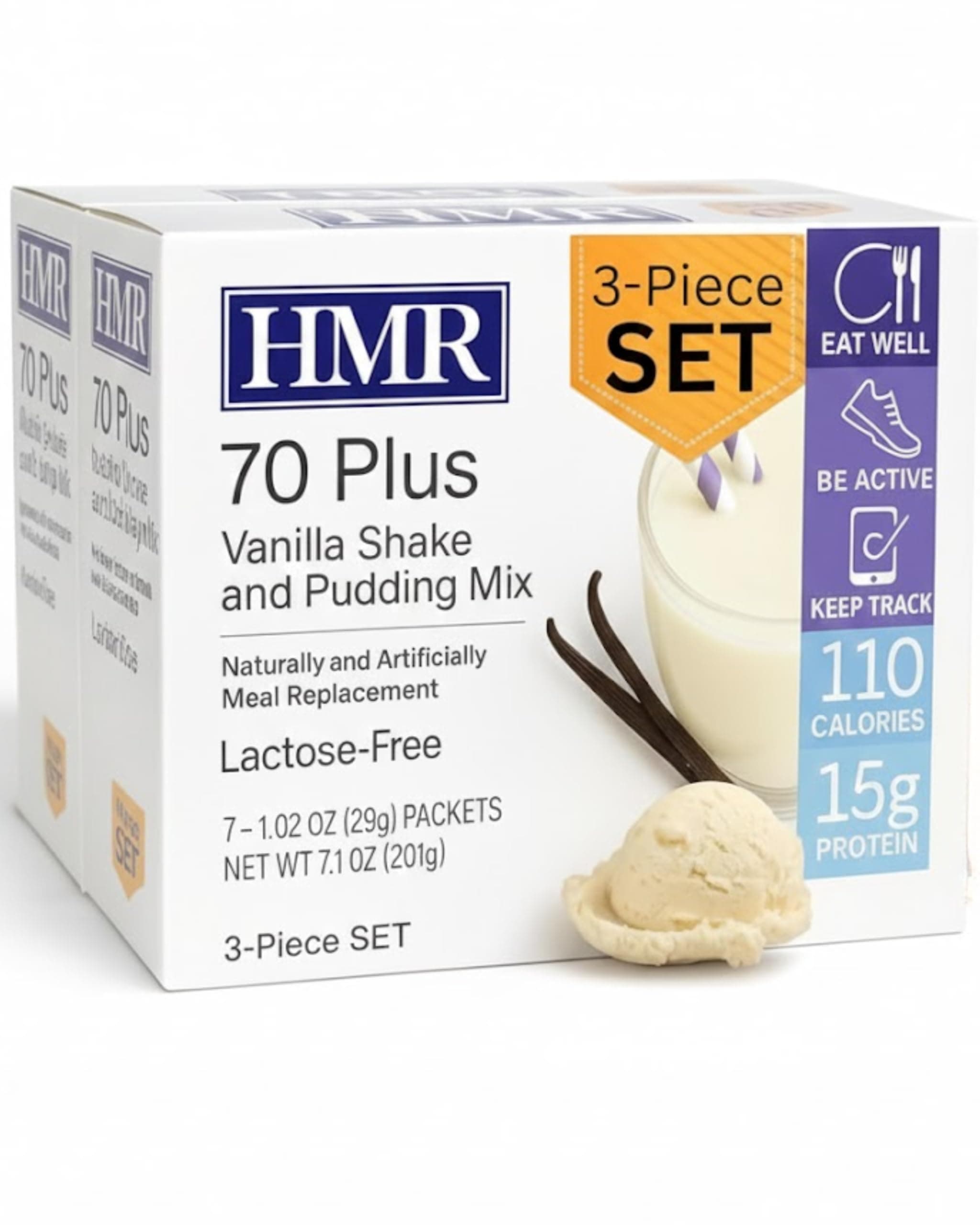 70 Plus Chocolate Shake & Pudding Mix | Meal Replacement Powder | Lactose-Free | 15g Protein | Easy to Make | Low Calorie (7.35 Ounce (Pack of 3), Vanilla)