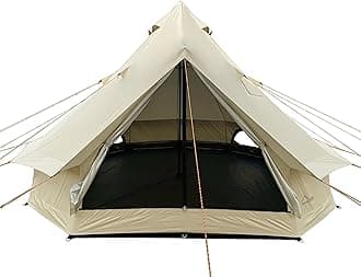 DANCHEL OUTDOOR B2 Portable Yurt with Stove Jack for All Year Living, 4 Season Bell Tent 4/6 Person Family Camping Glamping Gears 300D Oxford Khaki,13ft/16.4ft