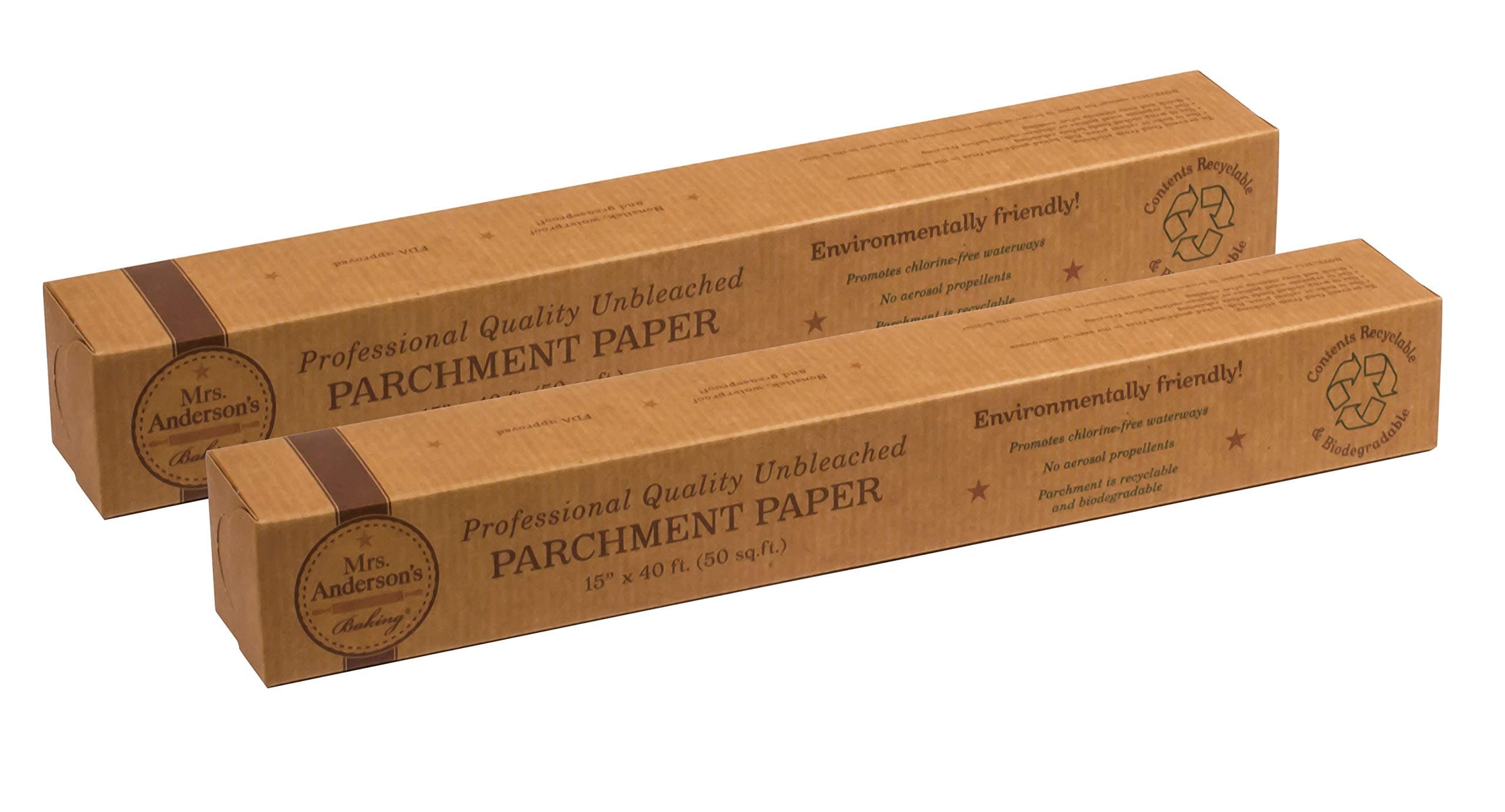 Non-Stick Parchment Paper, Professional Quality, 50-Square-Feet, Set of 2, Unbleached