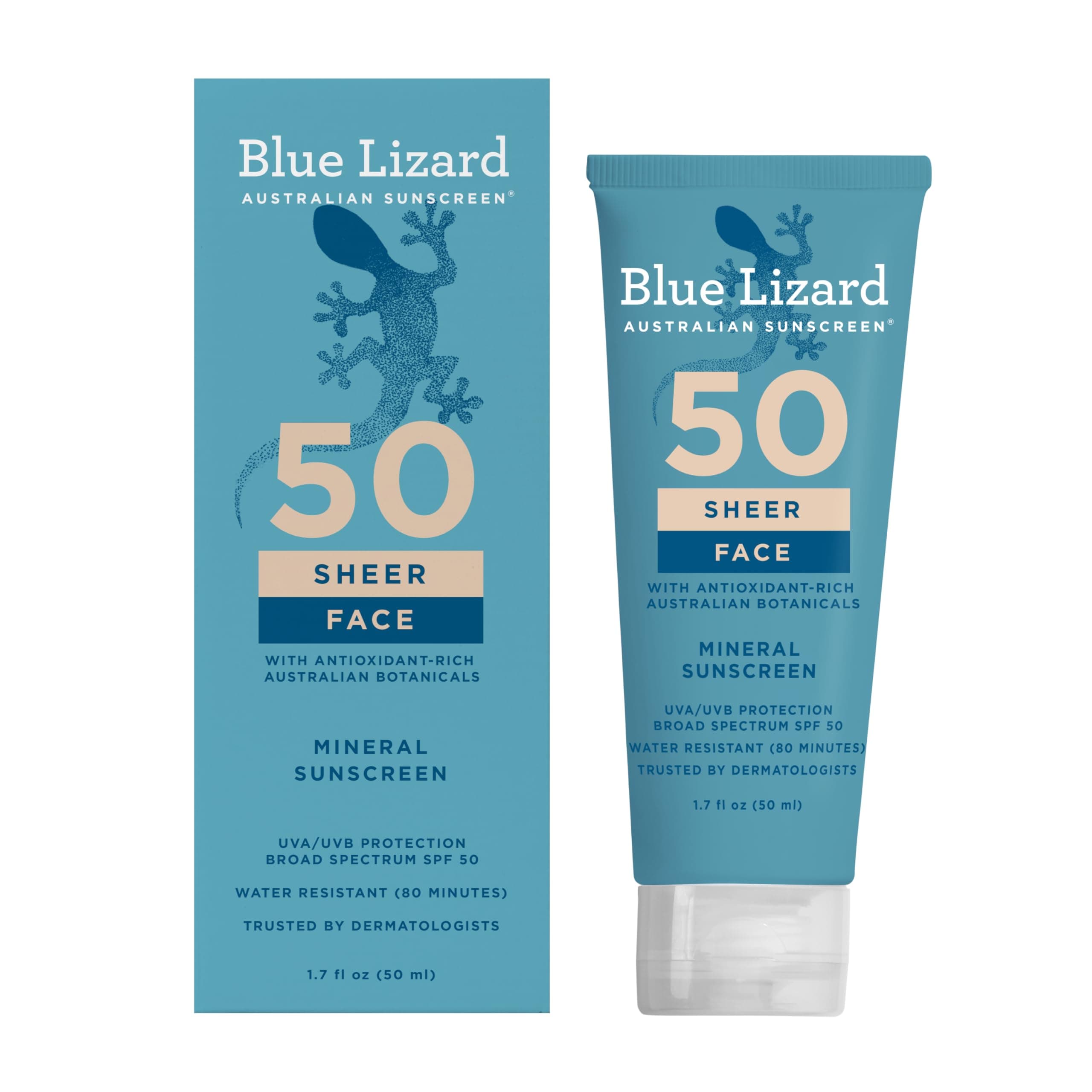 BLUE LIZARD Sheer Face Lotion - SPF 50+, 1.7 Oz