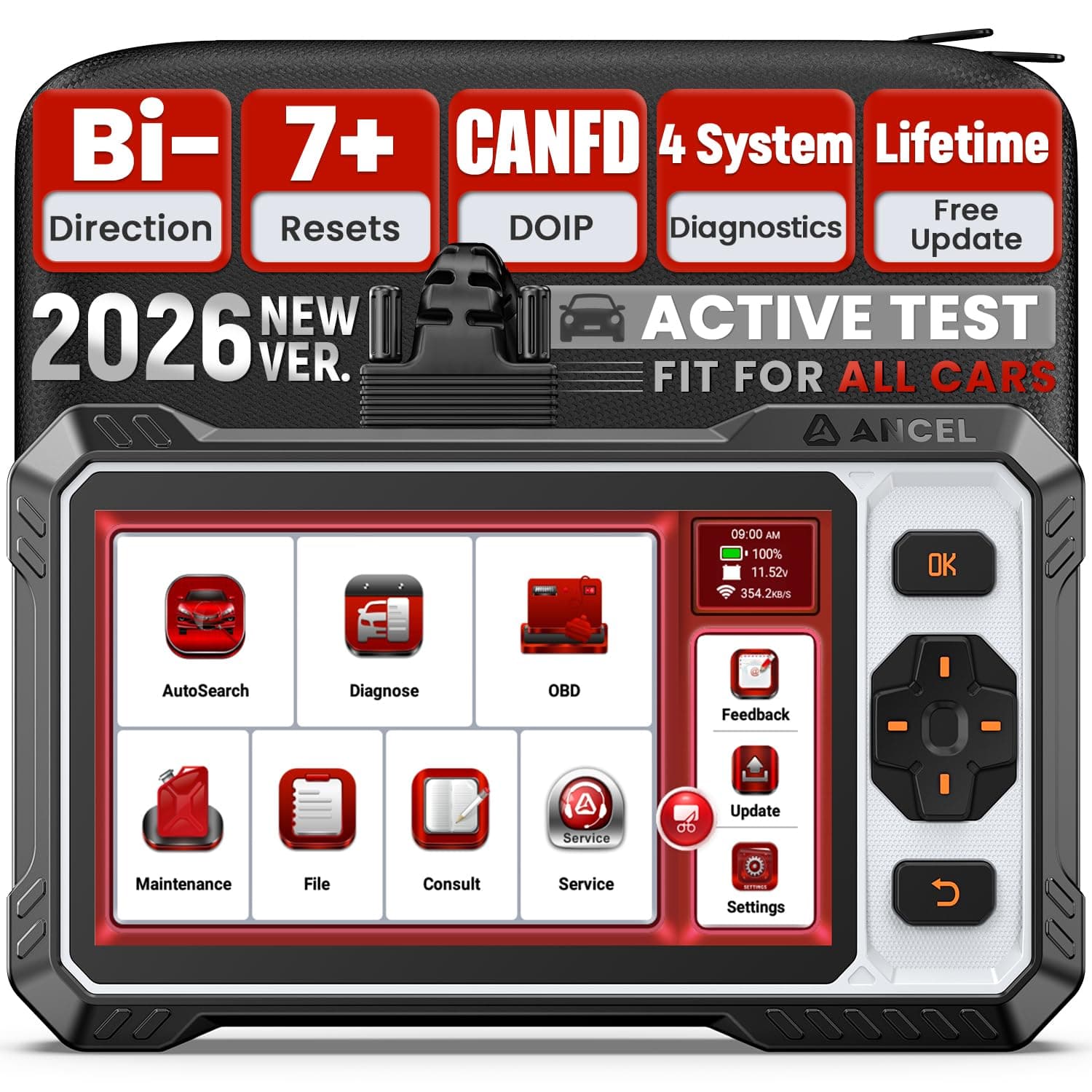 ANCEL FX6000 Bidirectional OBD2 Scanner, Car Diagnostic Tool for ABS/SRS/Transmission/Enigne,Diagnostic Machine for All Cars,Car Diagnostic Scanner with Active Tests & 7 Reset Services,CANFD&DOIP