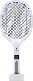 2 in 1 Electric Bug Zapper, Mosquitoes Trap Lamp & Racket, USB Rechargeable Electric Fly Swatter for Home and Outdoor Powerful Grid 3-Layer Safety Mesh Safe to Touch