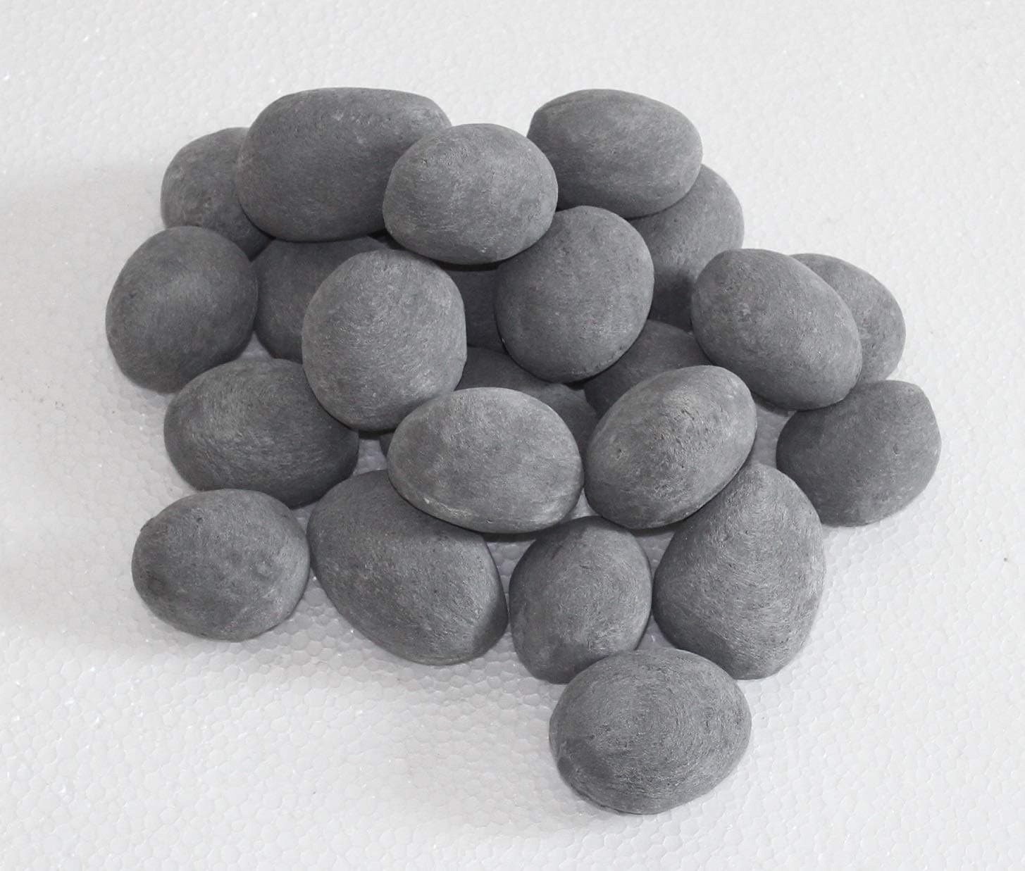 hmleaf 24 PCS Fireplace Ceramic Pebbles for Firepits or Fireplaces or Stoves in Gray