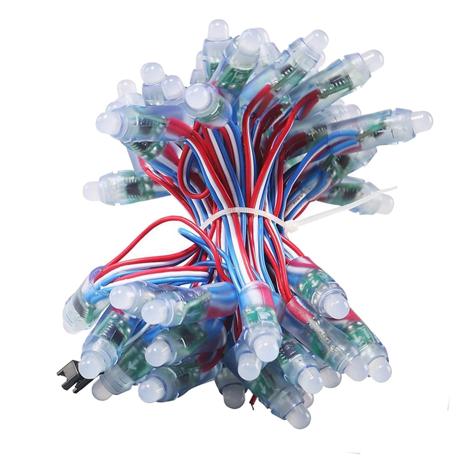 WS2811 Pixels Digital Addressable LED String Lights Waterproof RGB Full Color 12mm DC 12V (DC12V 50pcs)