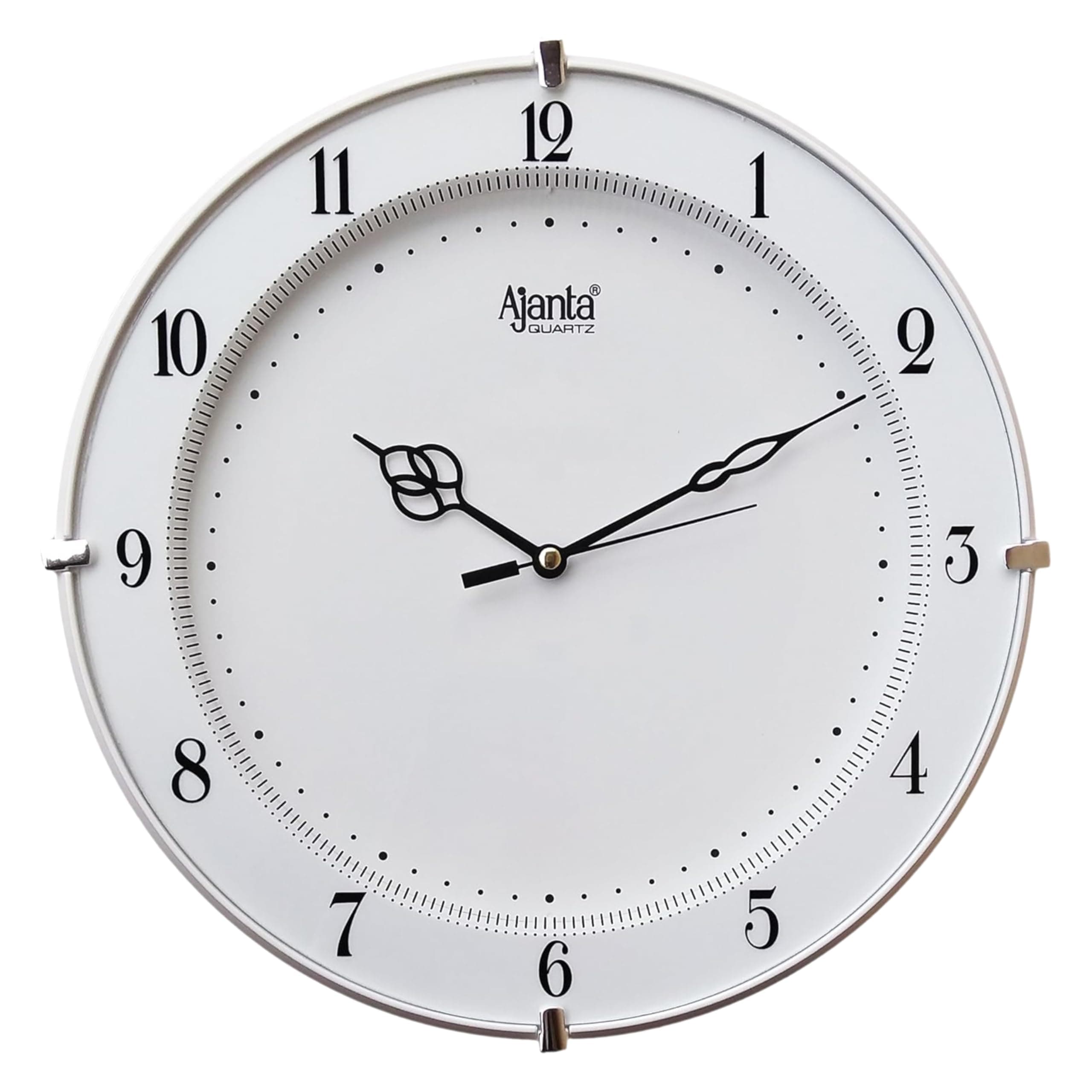 Ajanta Plastic Step Movement Round Wall Clock (White, 19 cm x 19 cm x 3.6 cm)