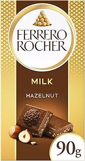 Ferrero Rocher Original Milk Chocolate Bars and Hazelnut, Party Food, Chocolate Hamper, Milk Chocolate with Crunchy Whole Hazelnut and Cocoa Filling, (90g)