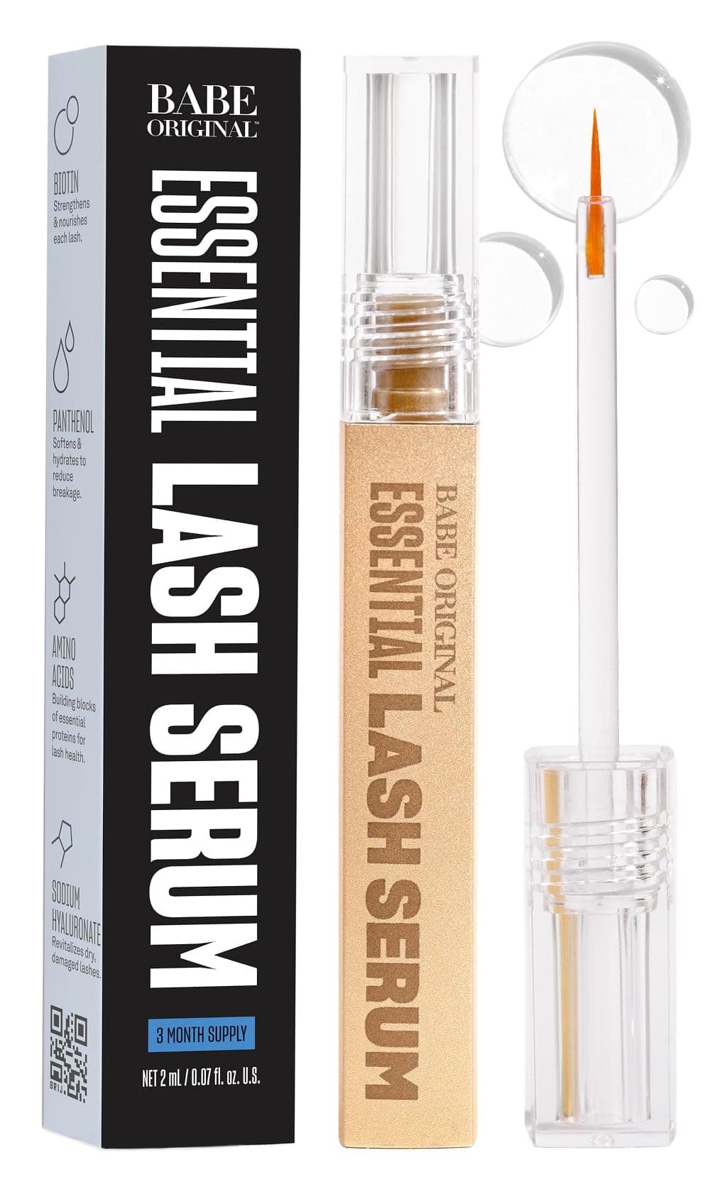 BABE ORIGINAL Essential Lash Serum - Transform Your Lashes with Longer-Looking, Fuller-Looking Results, 2 Ml
