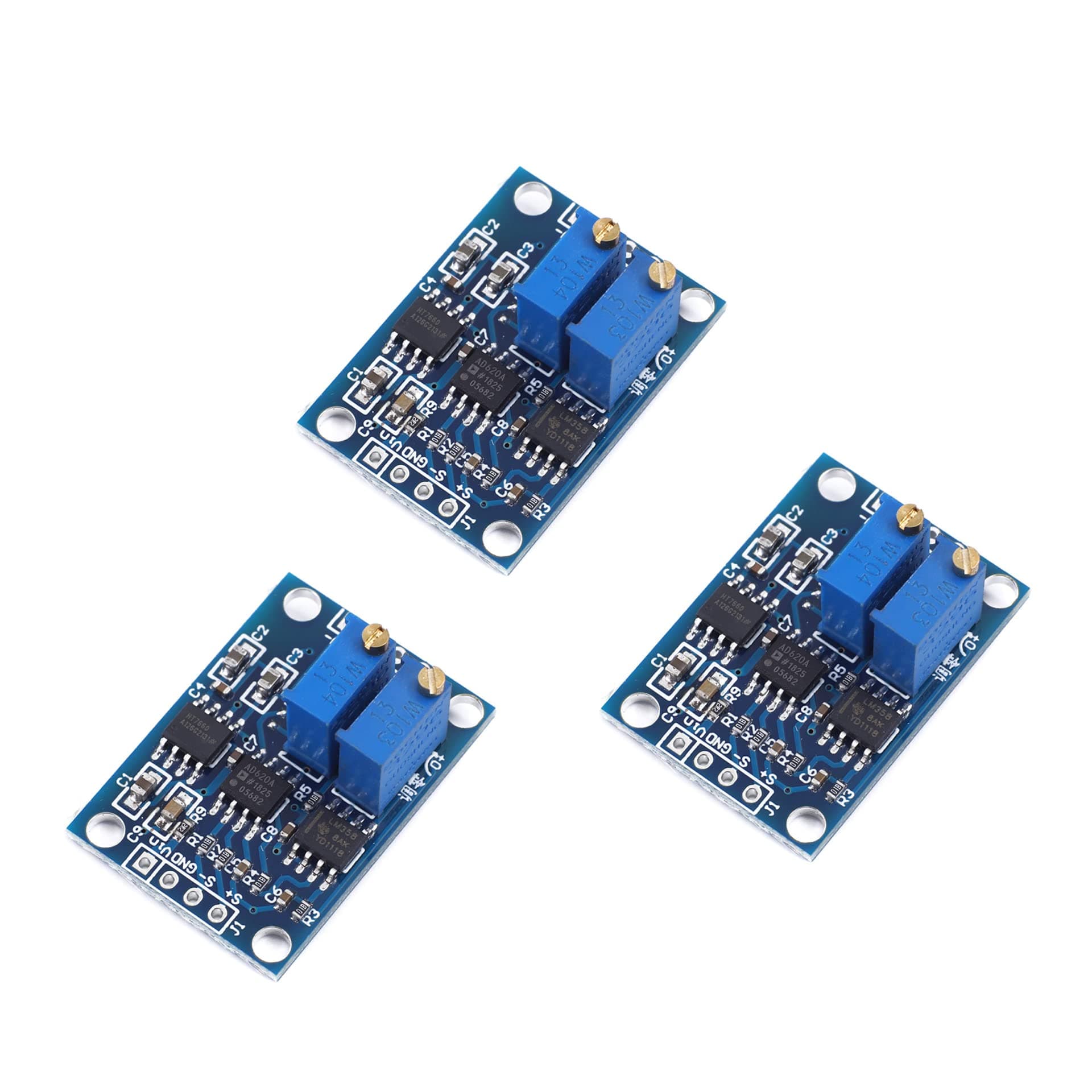 Teyleten Robot Millivolt/Microvolt Voltage Amplifier AD620 Instrumentation Module DC 3-12V High Precision Signal Amplifier (3PCS)
