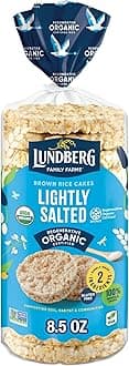 Lundberg Organic Brown Rice Cakes, Lightly Salted, Gluten-Free, Vegan, Healthy Snacks, 8.5 Oz