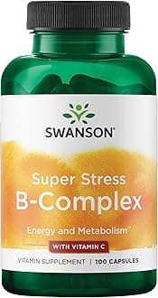 Super Stress B-Complex with Vitamin C for Stress-Prone Professionals Seeking Energy and Immune Support (100 Capsules)