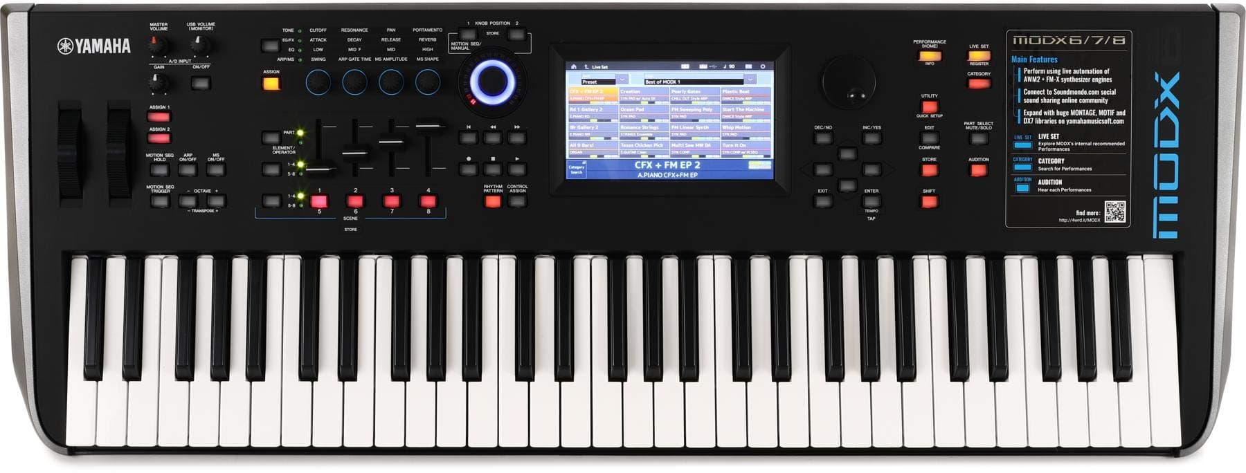 Yamaha MODX6 61-Key Synthesizer Workstation, Black