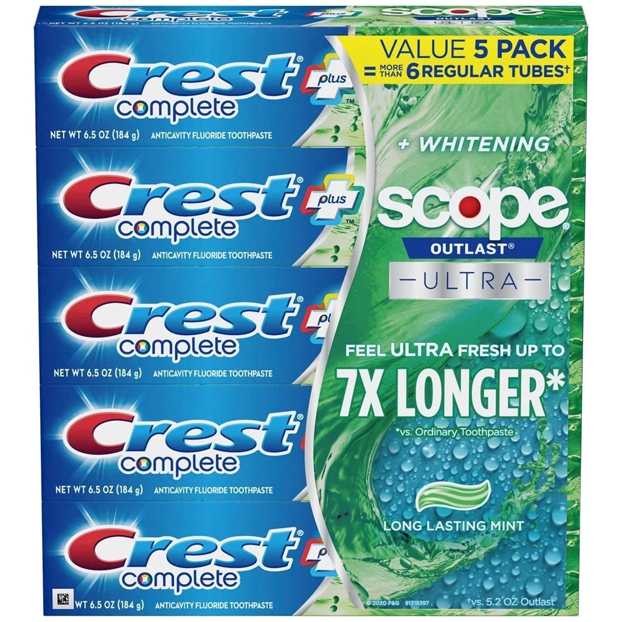 Complete Whitening + Scope Toothpaste, 6.5 Ounce (5 Pack)