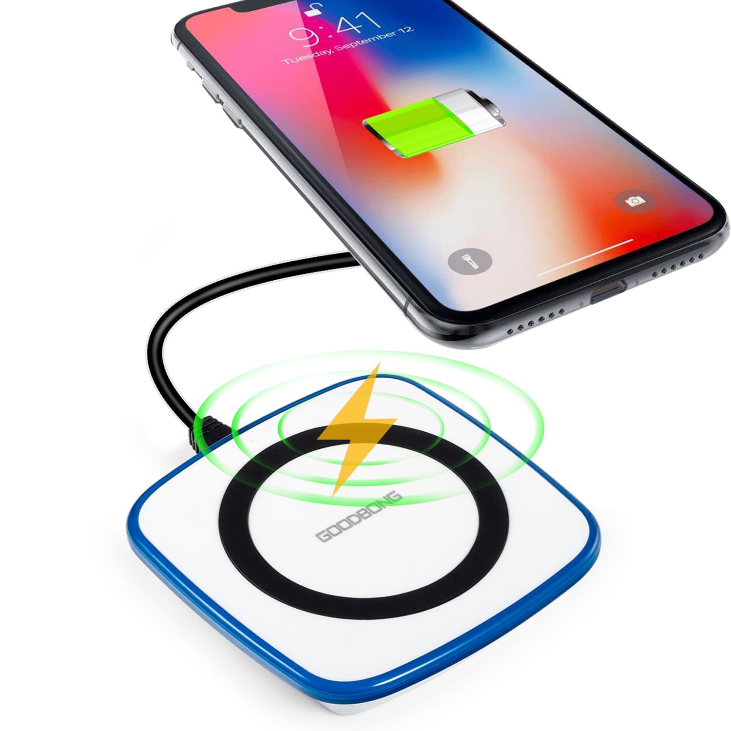 Wireless Charger,GOODBONG Wireless Charging Pad for iPhone 8/ 8Plus iPhone X and Samsung Galaxy Note8 S8 Plus S8+ S7 S7 edge S6 S6 edge S6 edge+ Note 5 Nexus 4 5 6 7 and All Qi-Enabled Device