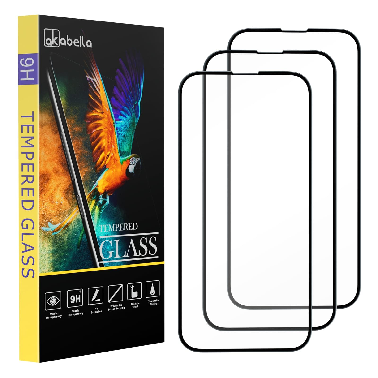 AKABEILA [3 Pack Screen Protector for Samsung Galaxy A15 Tempered Glass Premium HD Protective Film 9H Hardness Case Friendly 6.5 Inch