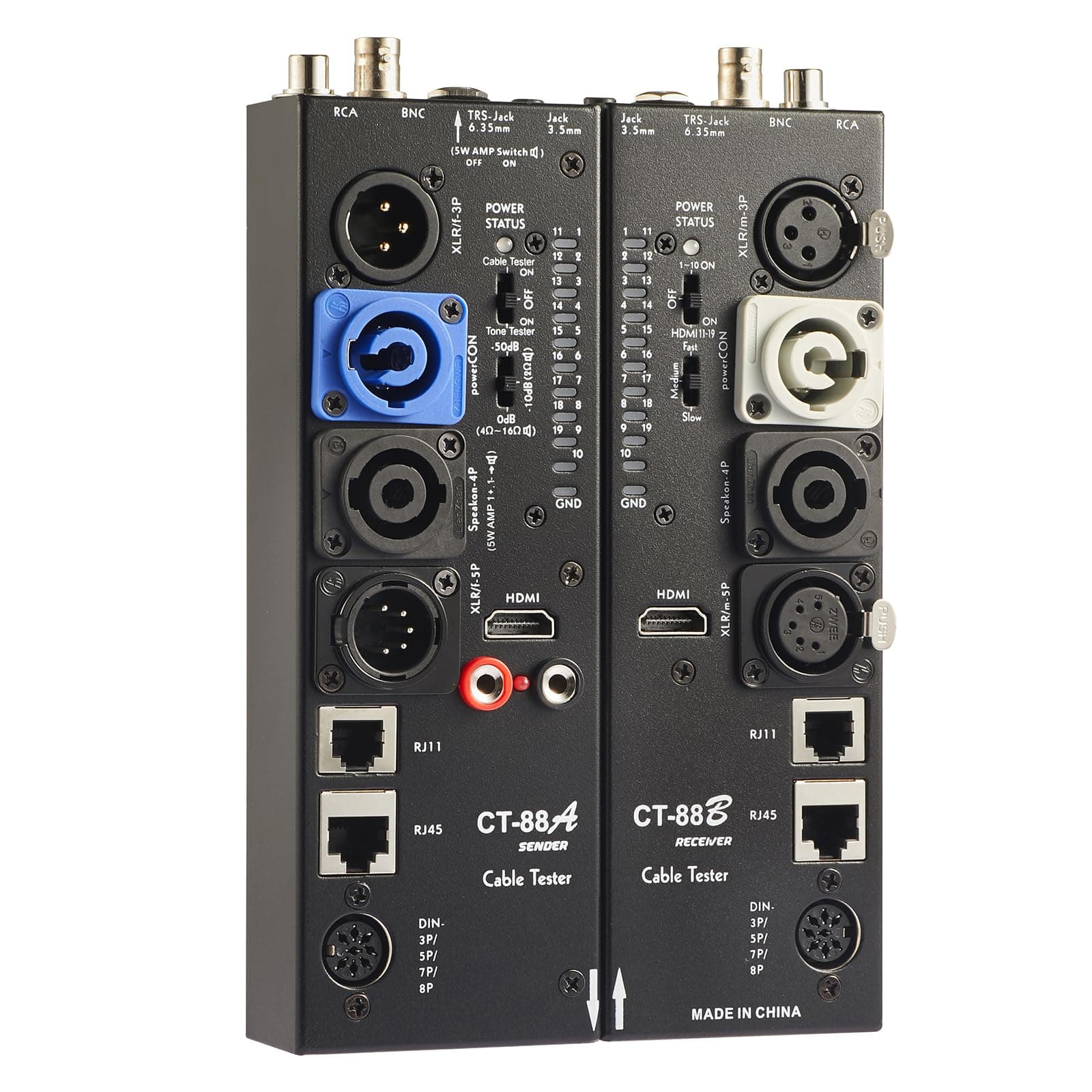 Detachable Advanced Cable Tester Line Audio Finder Black Cables Checker 10-Way Switch Wire Tracker with LED Indicators, Separate Working Mode, Rectangular