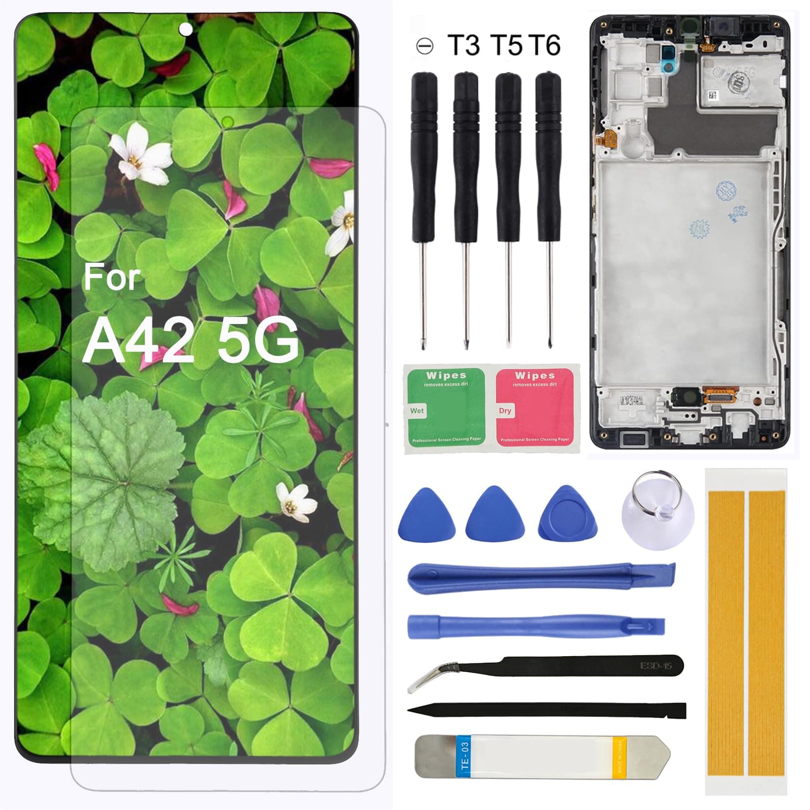 for Samsung Galaxy A42 5G OLED Screen Replacement 6.6” 2020 A426 SM-A426 A426B A426B/DS A426U A426V SM-A4260 Display Assembly LCD Touchscreen Digitizer with Frame