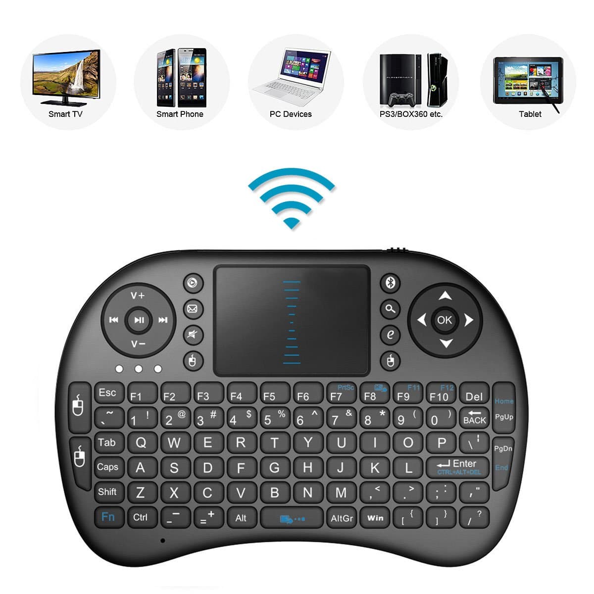 2.4GHz Mini Mobile Wireless Keyboard With Touchpad, Remote Control With Rechargable Li-ion Battery for PANASONIC TX-65GZ2000B 65"