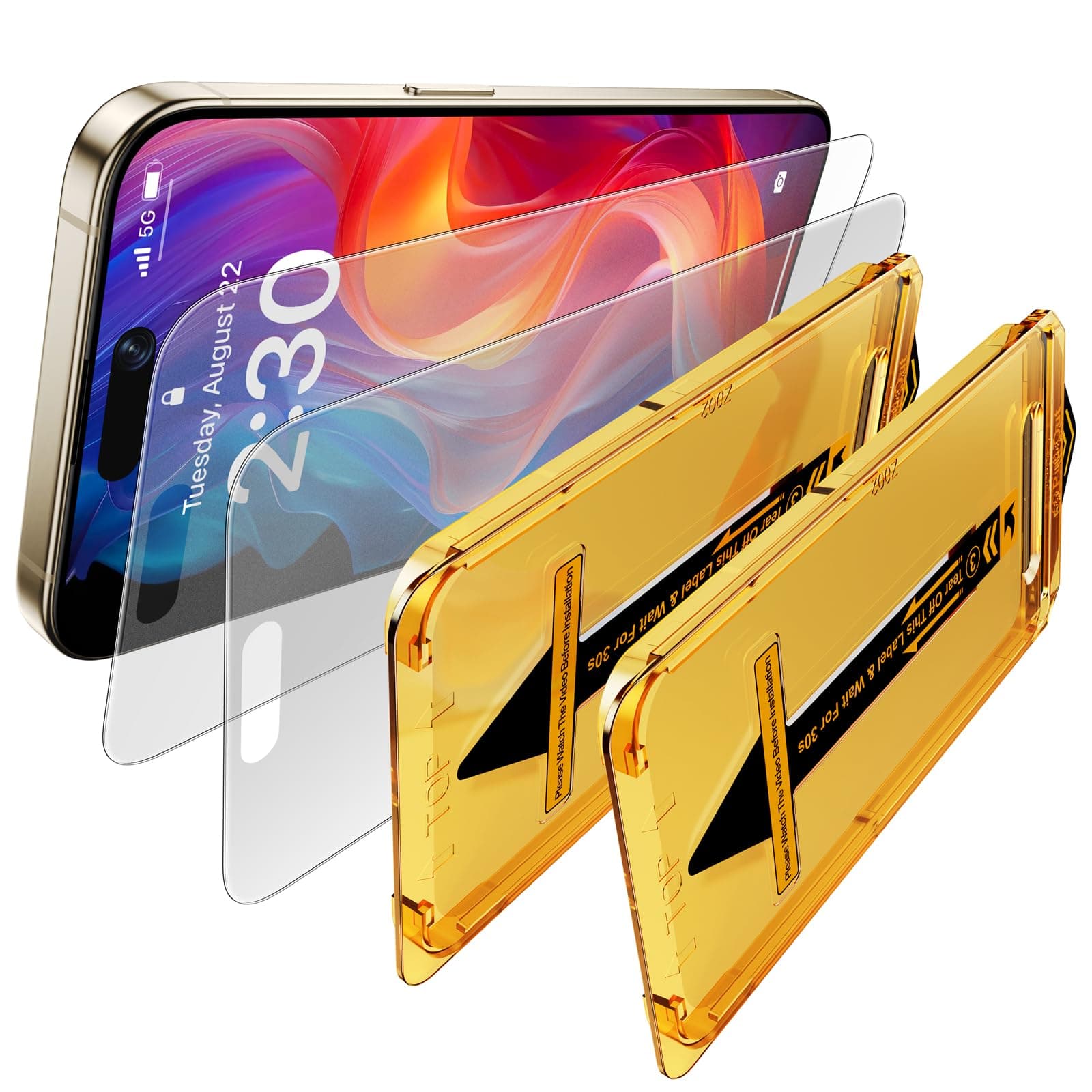 2 Pack for iPhone 15 Pro 6.1 inch Matte Glass Screen Protector, Auto Dust Removal Easy Installation, Anti Glare Anti Fingerprint Tempered Glass Film, Dynamic Island Compatible, Case Friendly