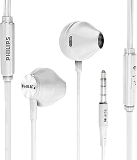 Wired Earbuds with Microphone - Ergonomic Comfort-Fit in Ear Headphones with Mic for Cell Phones, Earphones with Microphone with Bass Clear Sound - White