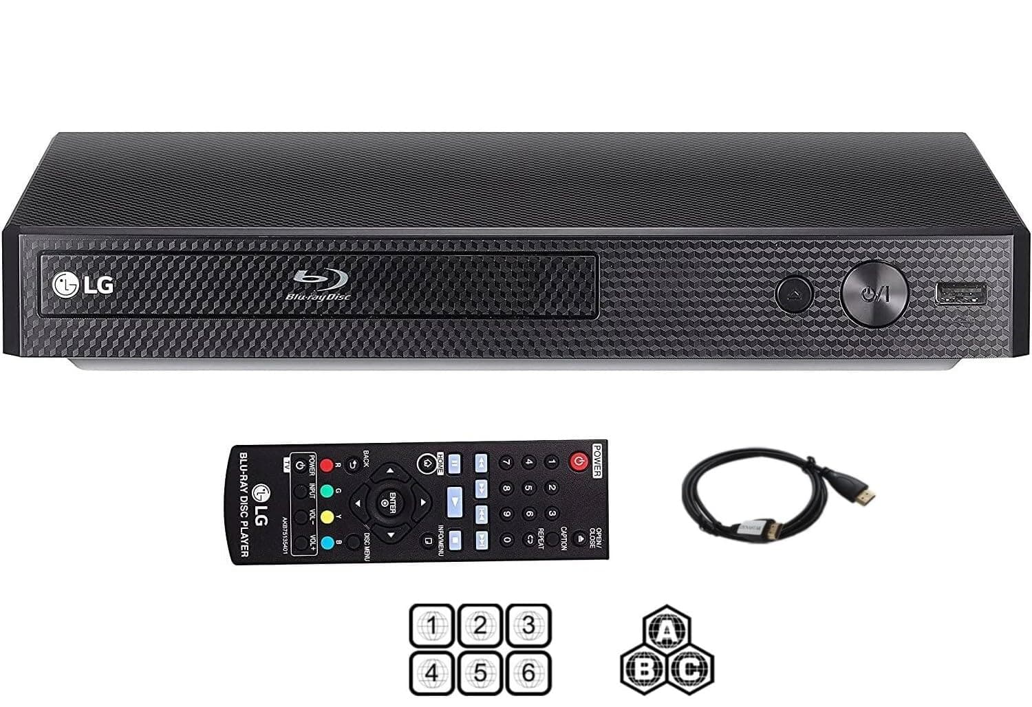 Region Free Blu-ray Player Compatible with LG BP Multi Region DVD Player 110-240 Volts with Dynastar 6 Foot HDMI Bundle