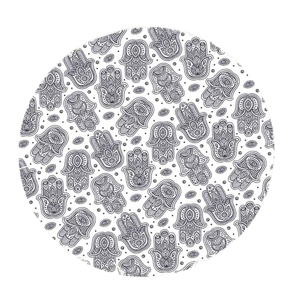 VANKOA Elastic Fitted Table Cover - Large Round, Black & White Pattern - Fits Tables up to 59'' Diameter