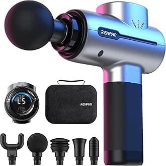 Massage Gun, RENPHO Massage Gun Deep Tissue Powerful up to 3200rpm Handheld Percussion Muscle Massager with 2500mAh Battery and Type-C Charging for Muscle Pain Relief Recovery, Silver