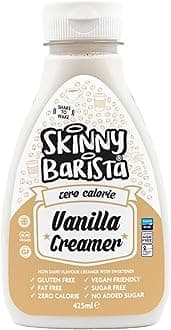 Skinny Food Co Vanilla Coffee Creamer 425ml - Liquid Coffee Creamer Non-Dairy, Vegan, Fat-Free - Skinny Creamer Sugar Free - For Coffee, Tea, Smoothies, Porridge