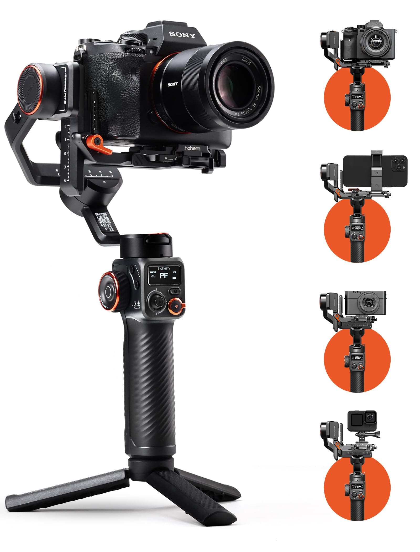 hohem iSteady MT2 3-Axis Gimbal Stabilizer for Mirrorless/Pocket/Action Camera & Smartphone, OLED Display, 1.2KG Max Payload