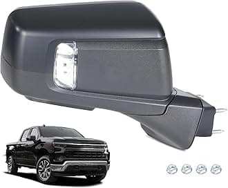 Right Side Mirror for 2019-2025 Chevy Silverado 1500 RST – Heated, Power Folding, Turn Signal, Memory, Puddle Light, Auto-Dimming, Temperature Sensor – Primed Cover (15 Pins, GM1321588 / 84898863)