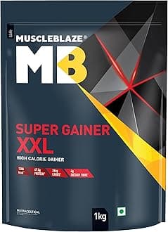MuscleBlaze Super Gainer XXL, For Muscle Mass Gain (Cookies & Cream, 1 kg / 2.2 lb)