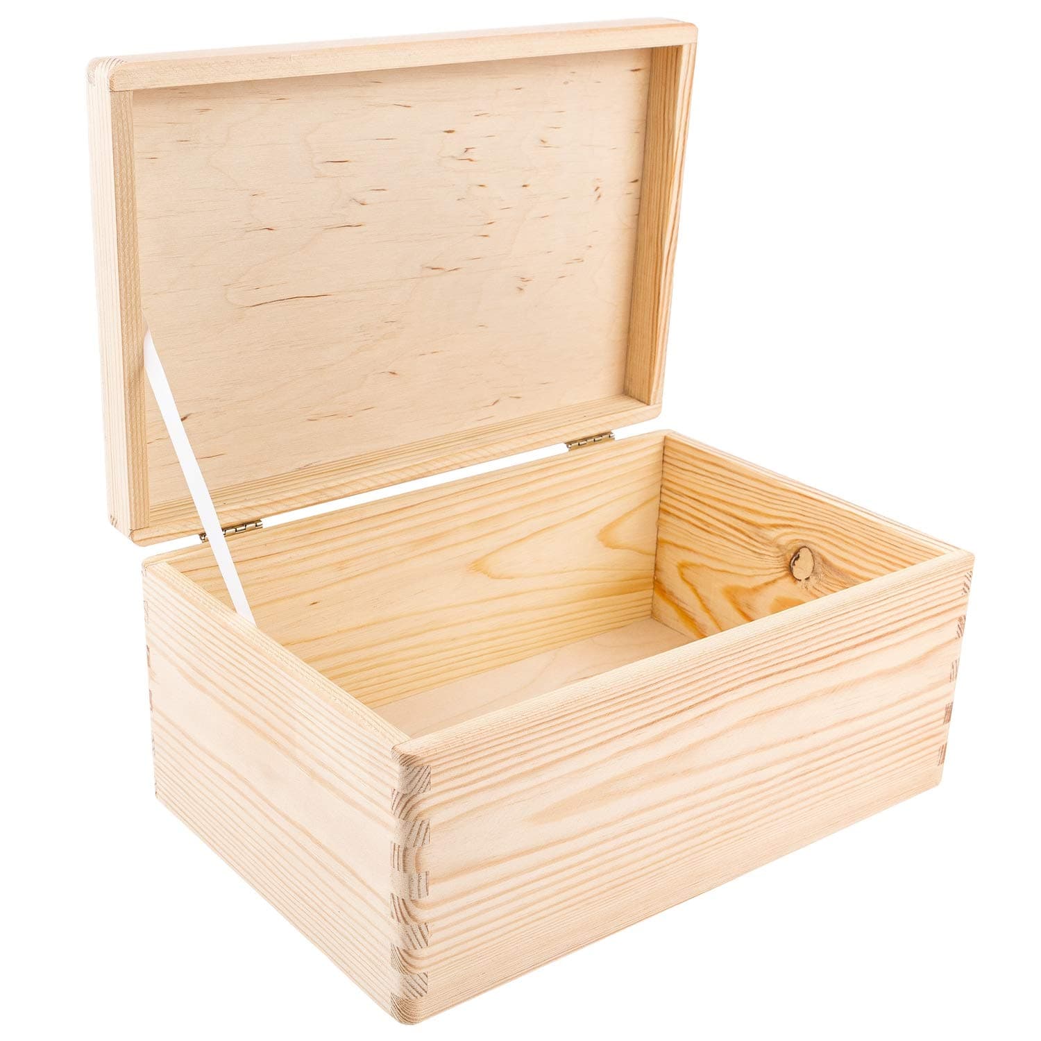 Creative Deco Large Wooden Storage Box with Hinged Lid | 11.8 x 7.87 x 5.51 inches (+-0.5) | Plain Unpainted Unfinished Gift Box for Tool Toy Crafts Jewelry | ROUGH & UNSANDED Wood Keepsake Chest