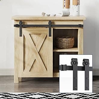 EaseLife 2.5 FT Cabinet Mini Sliding Barn Door Hardware Track Kit,Easy Install,Slide Smoothly Quietly,Apply for Storage Window TV Stand and Other Shielding (No Cabinet)