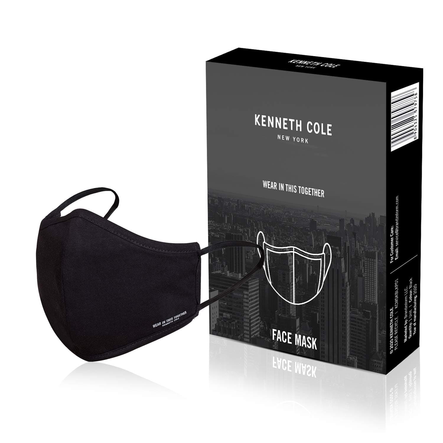 Kenneth Cole Cotton Reuseable Face Mask (Black, Without Valve, Pack of 1) for Men & Women