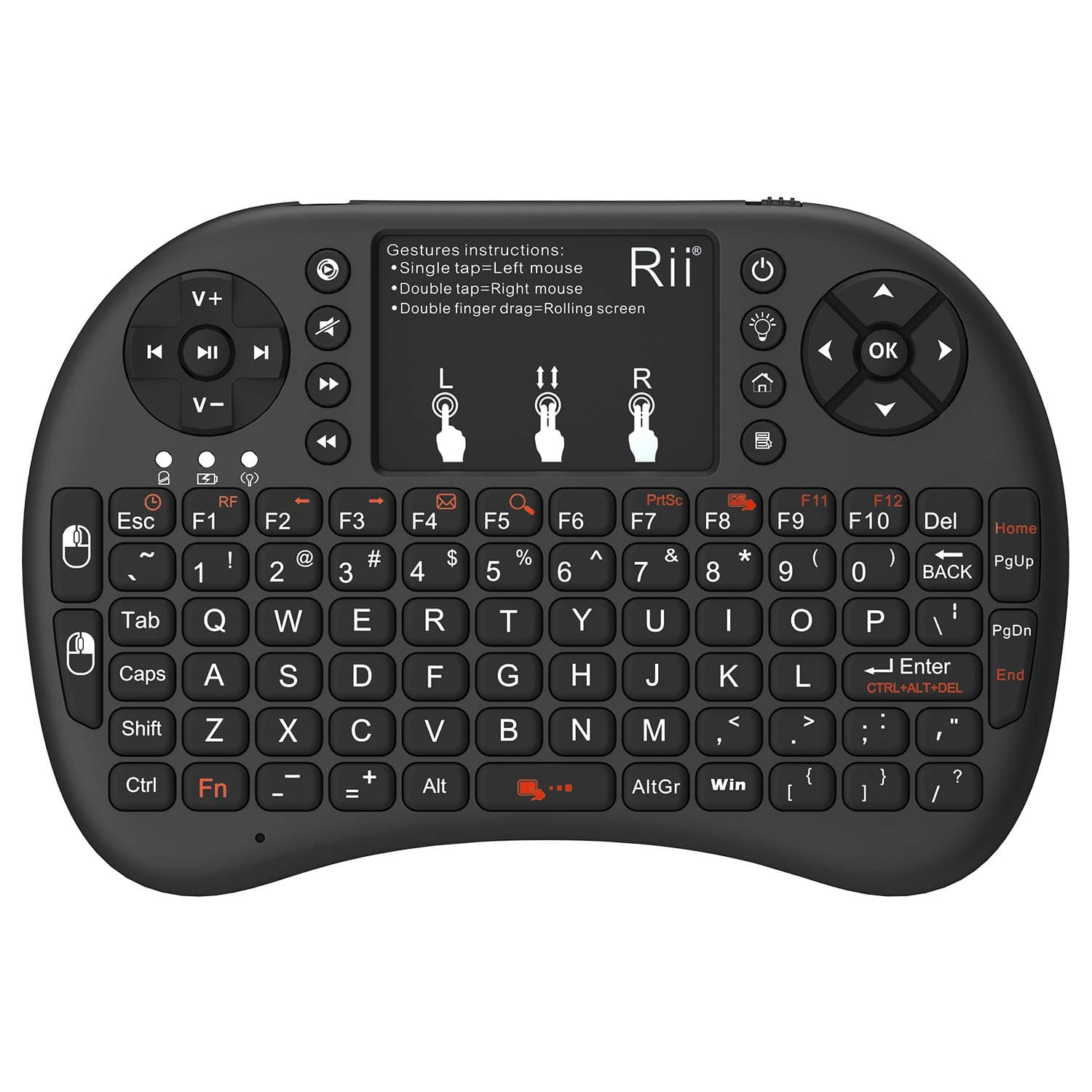 Rii i8+ 2.4GHz Mini Wireless Keyboard with Touchpad Mouse,LED Backlit,Rechargable Li-ion Battery (Updated 2017,Backlit)