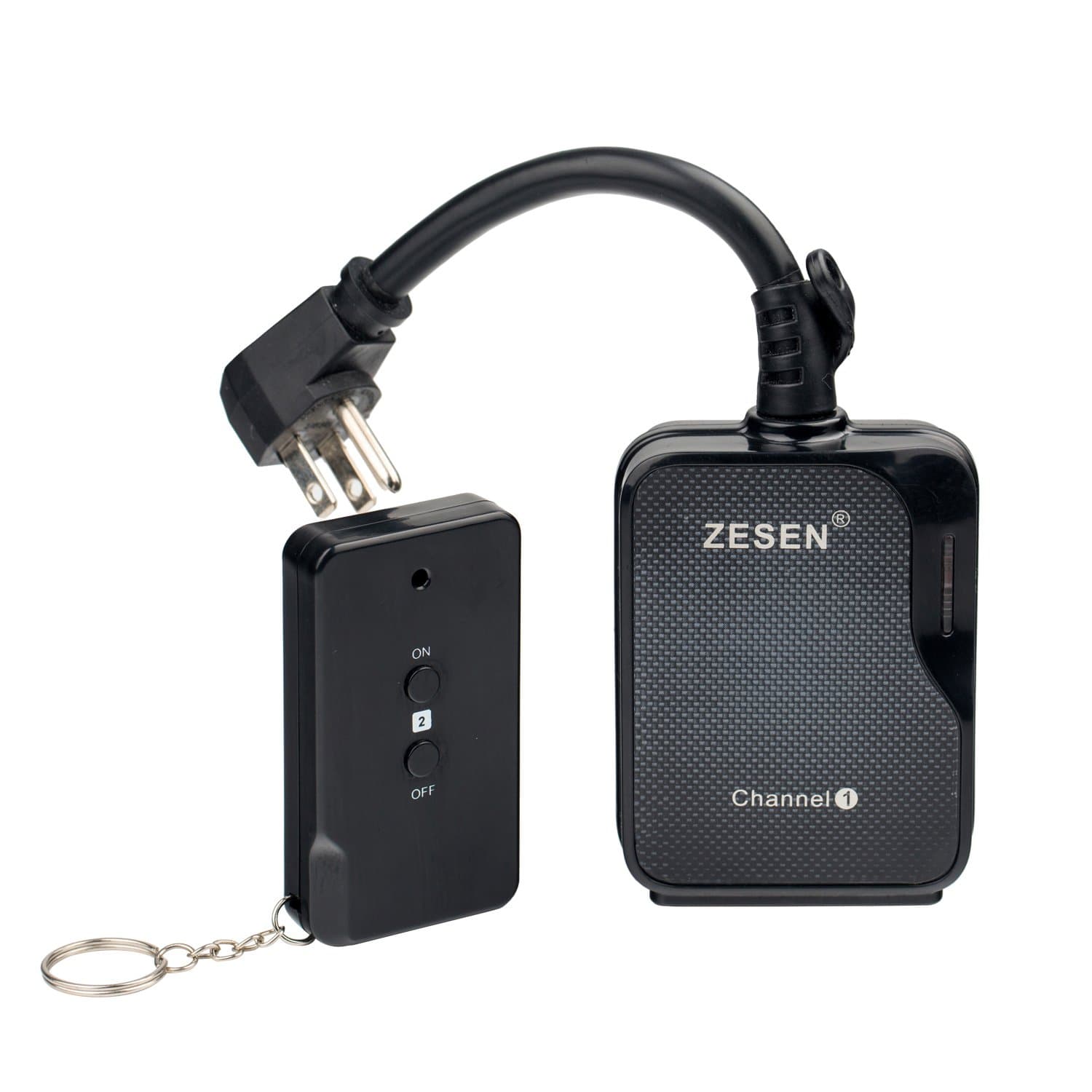 ZESEN Remote Control Outlet Timer Switch Waterproof for Household Appliances, 3-Prong Plug-in, FCC ETL Listed, Black