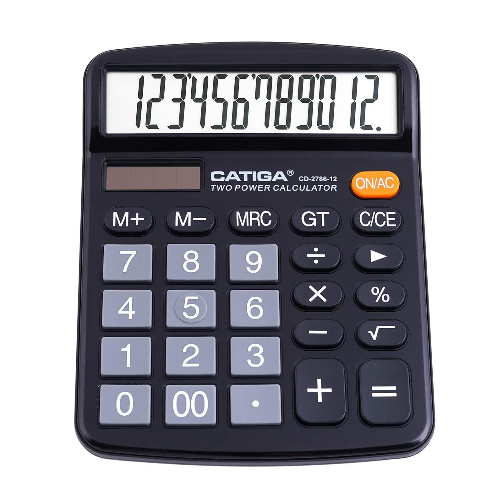 12 Digit Desktop Calculator with Large LCD Display and Sensitive Button, Dual Solar Power and Battery, Standard Function for Office, Home, School, CD-2786