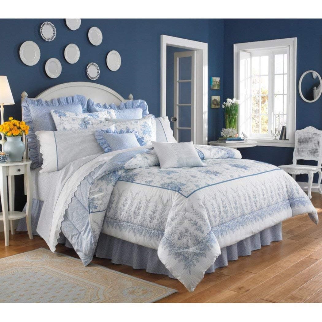 Laura Ashley Sophia Comforter Set, Blue, Twin