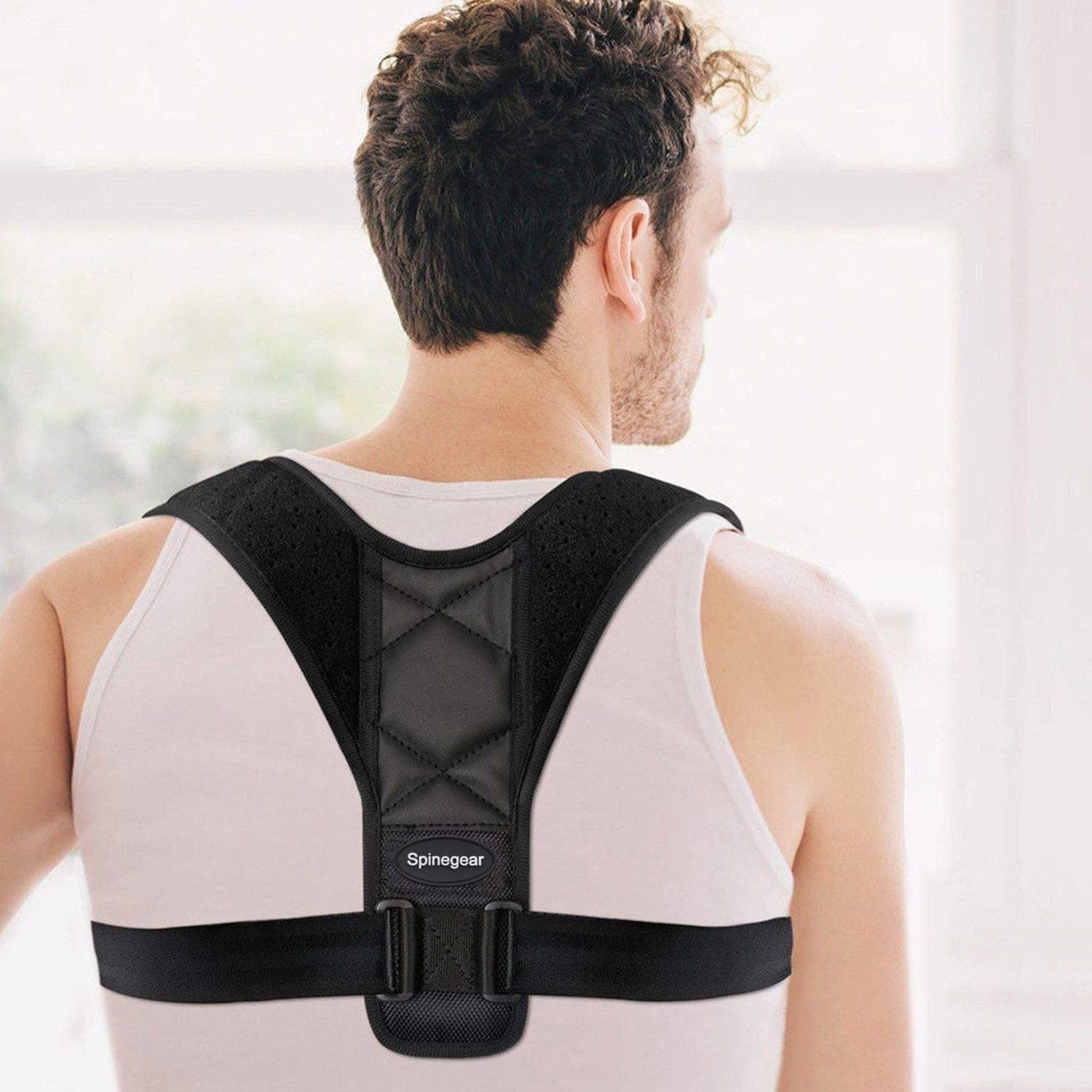 Posture Corrector Back Straightener Correct Posture Upper Shoulder Back Support Brace Slouch Corrector For Women Man Pain Relief Strap (Black, L)