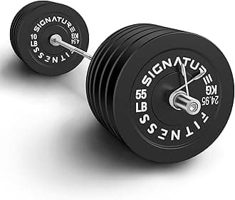 Fitvids Olympic 2" Bumper Plates Set Including 370LB Complete Weight, Black