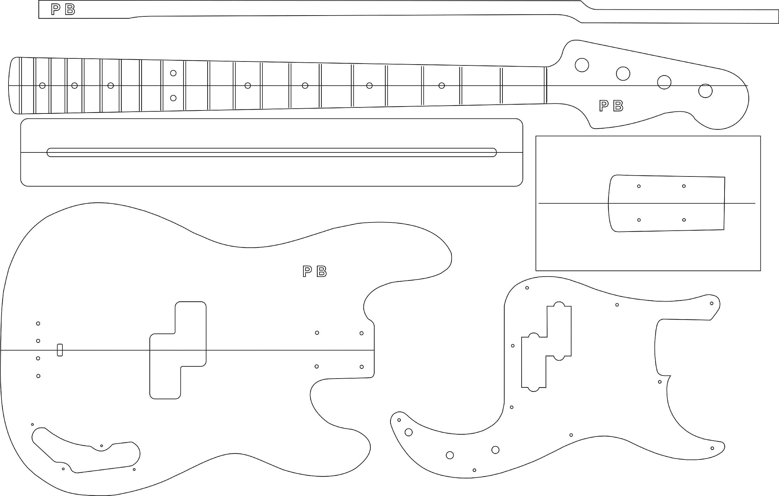 Electric Guitar Routing Template - P Bass
