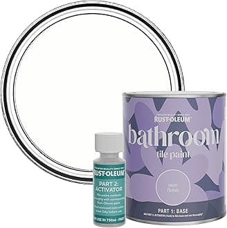 Rust-Oleum White Water-Resistant Bathroom Tile Paint in Matt Finish - Chalk White 750ml